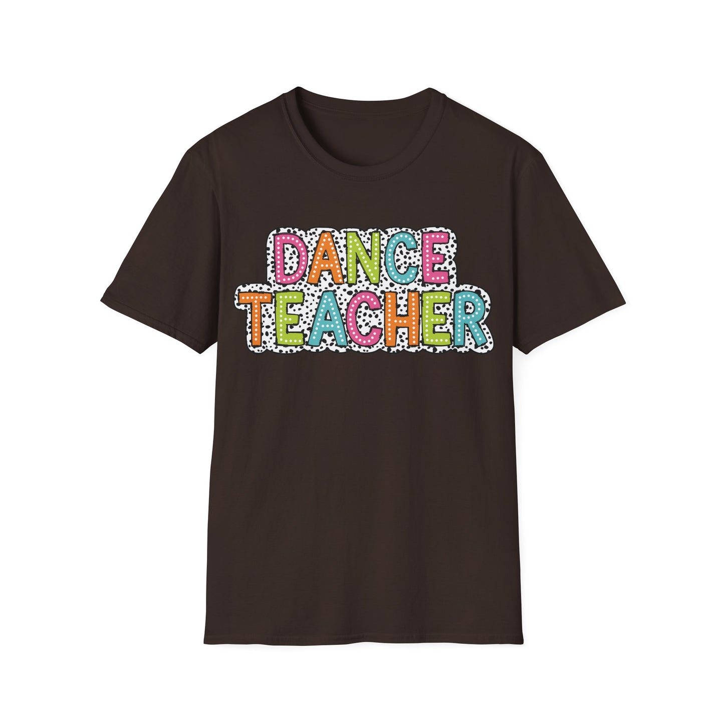 Dance Teacher T-Shirt – Colorful Dalmatian Dot Print Tee