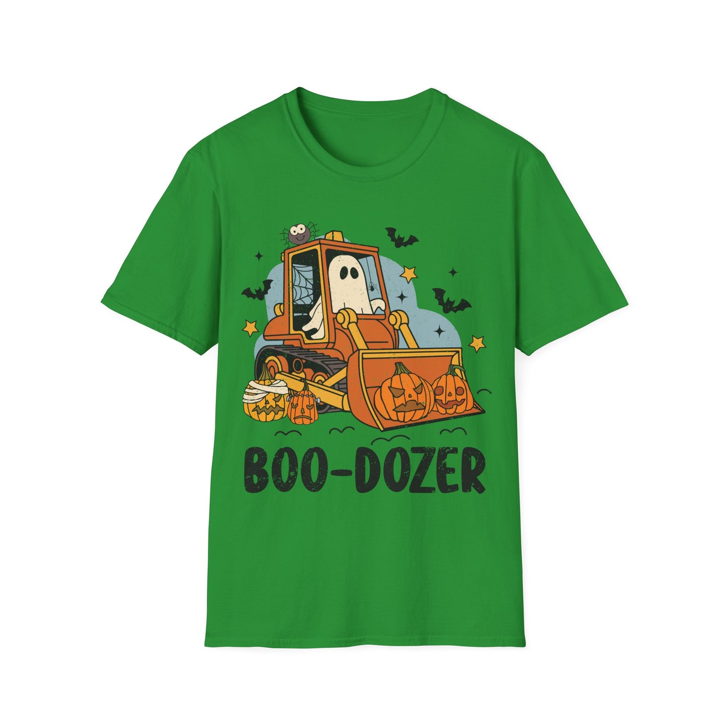 Boo-Dozer Halloween T-Shirt | Funny Ghost Pumpkin Bulldozer Tee