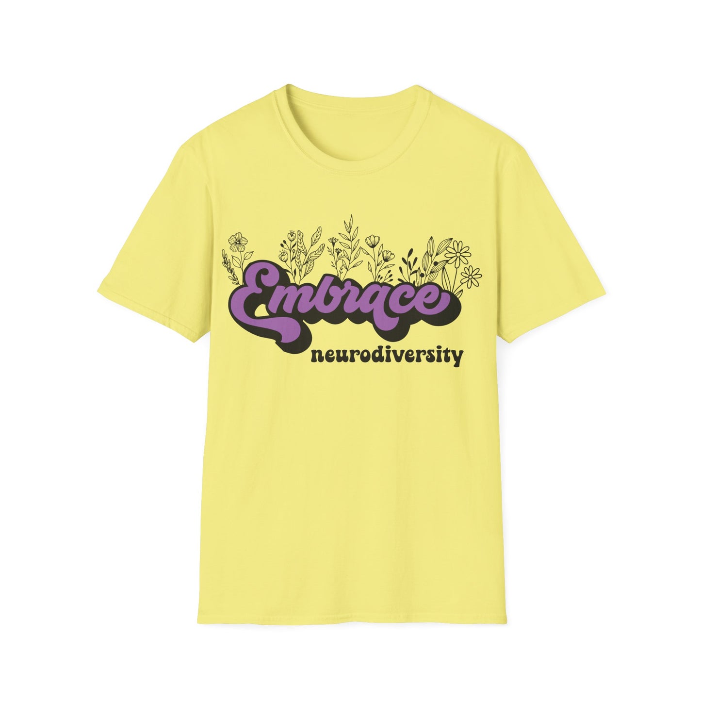 Embrace Diversity Purple Graphic - Celebrating Neurodiversity + Inclusion - T-Shirt