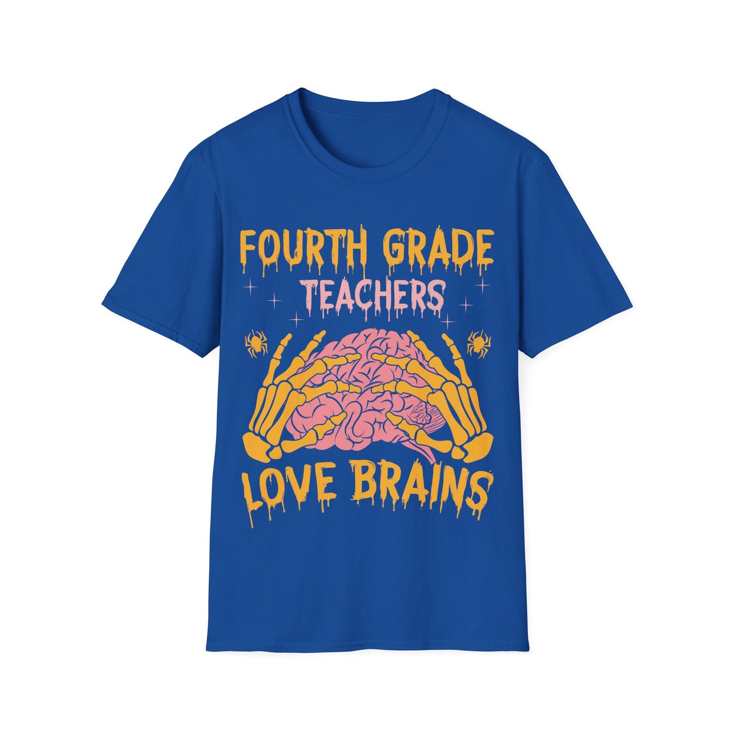 4th Grade Teachers Love Brains Halloween T-Shirt | Skeleton Hands Zombie Tee
