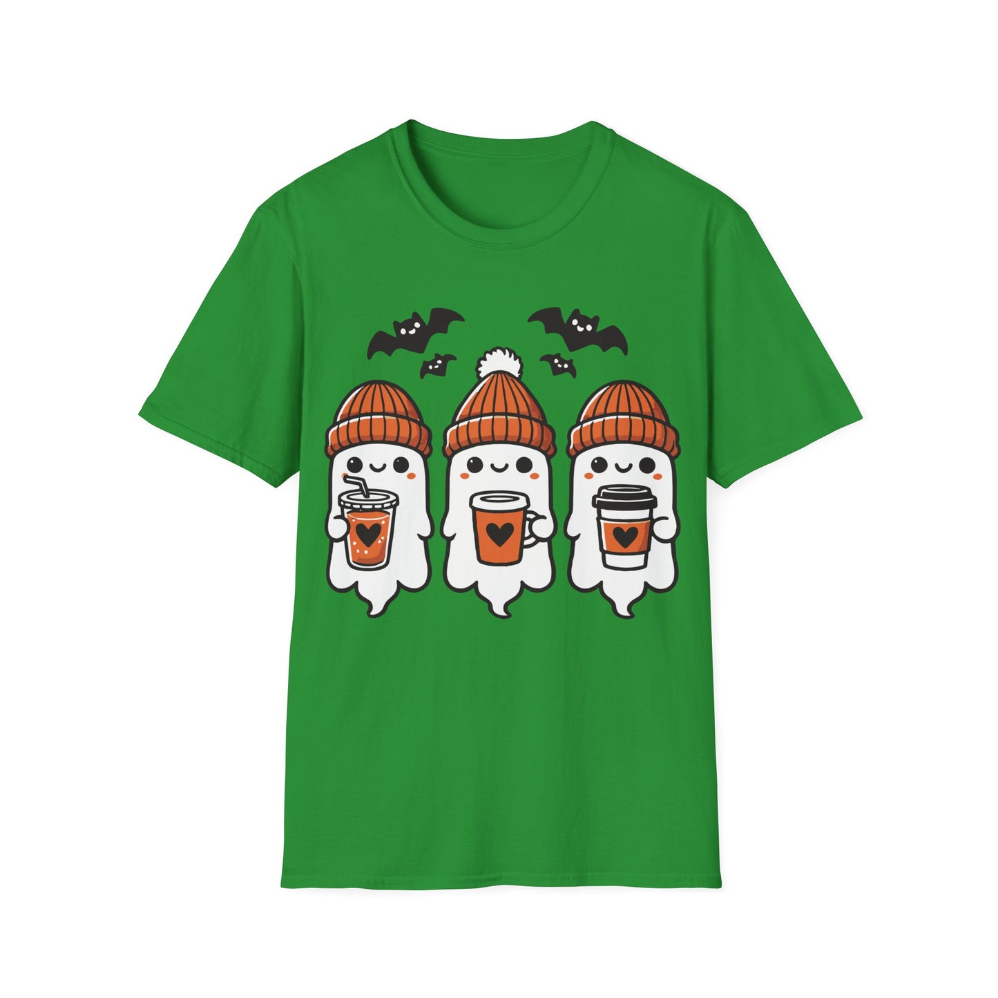 Three Cute Ghosts Coffee Halloween Teacher T-Shirt | Fall Spooky Season Tee