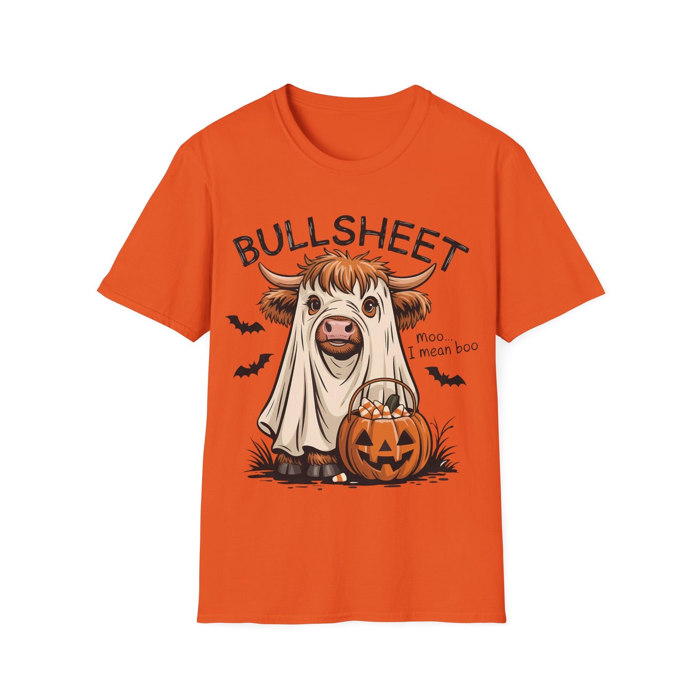 Bullsheet Halloween T-Shirt | Funny Highland Cow Ghost Teacher Tee