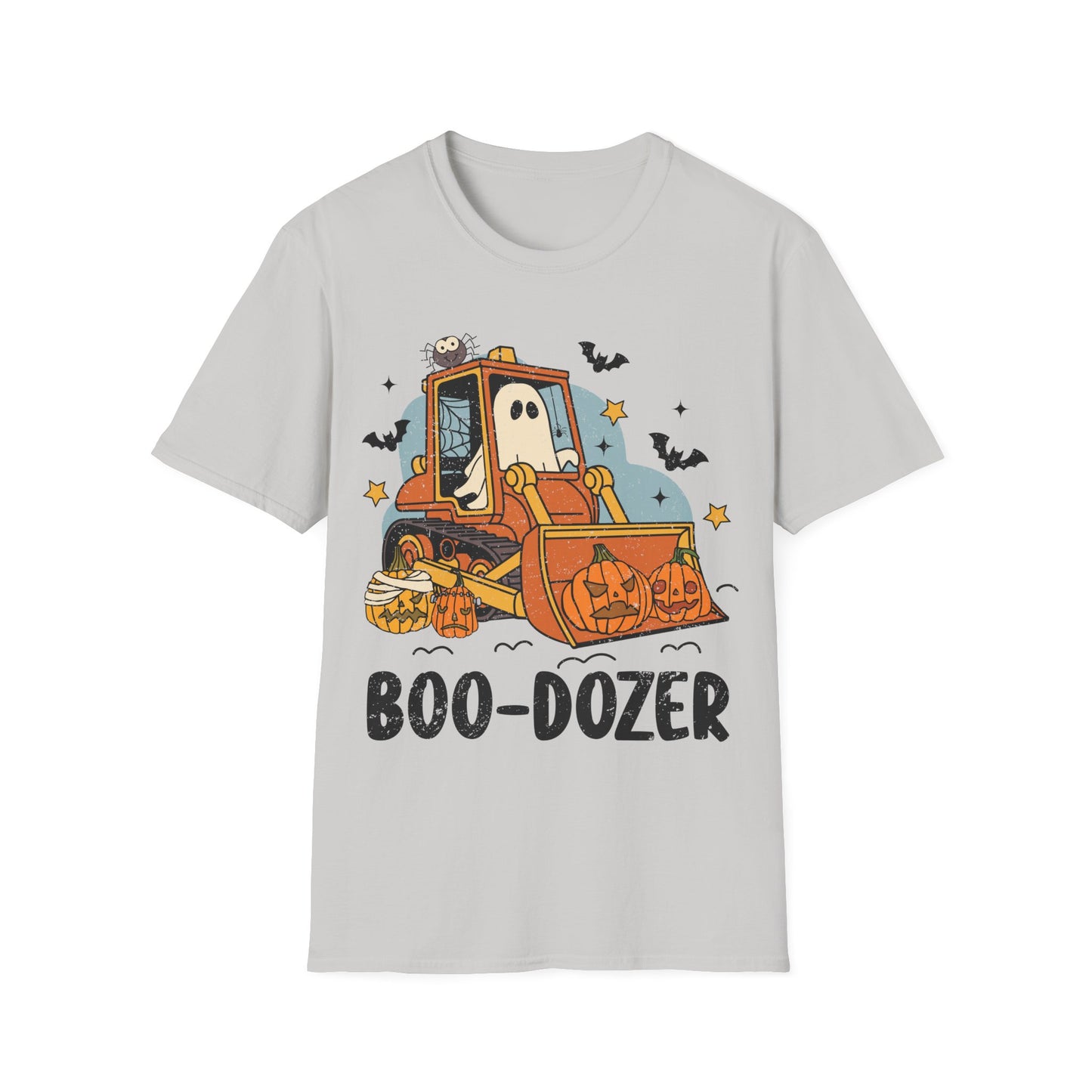 Boo-Dozer Halloween T-Shirt | Funny Ghost Pumpkin Bulldozer Tee