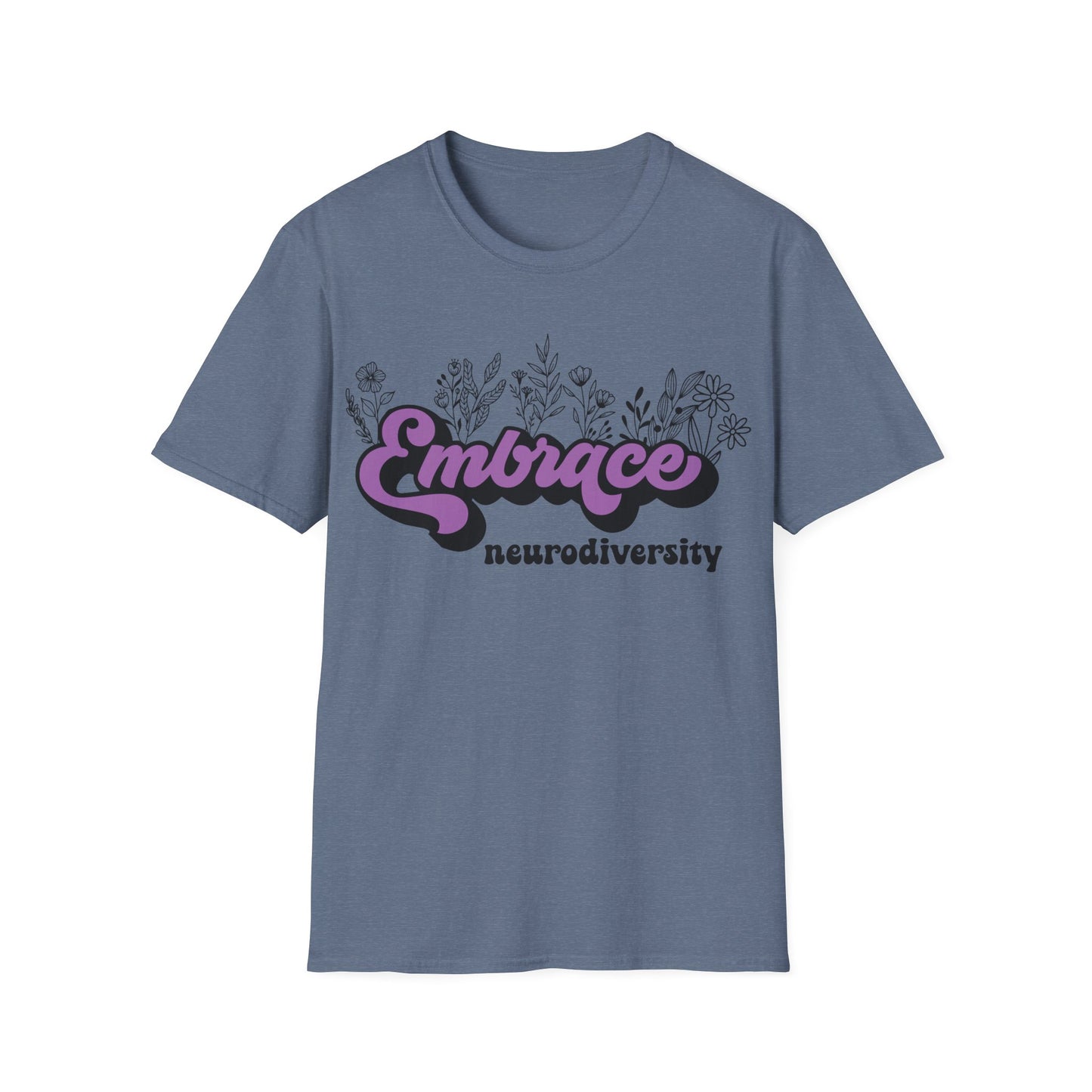 Embrace Diversity Purple Graphic - Celebrating Neurodiversity + Inclusion - T-Shirt