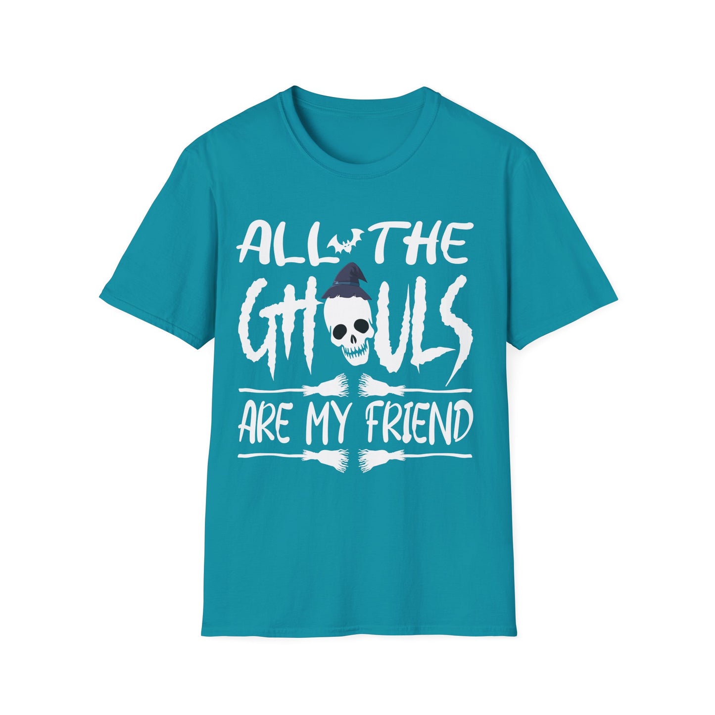 All The Ghouls Are My Friend Halloween Shirt | Funny Skull Witch Hat Graphic Tee