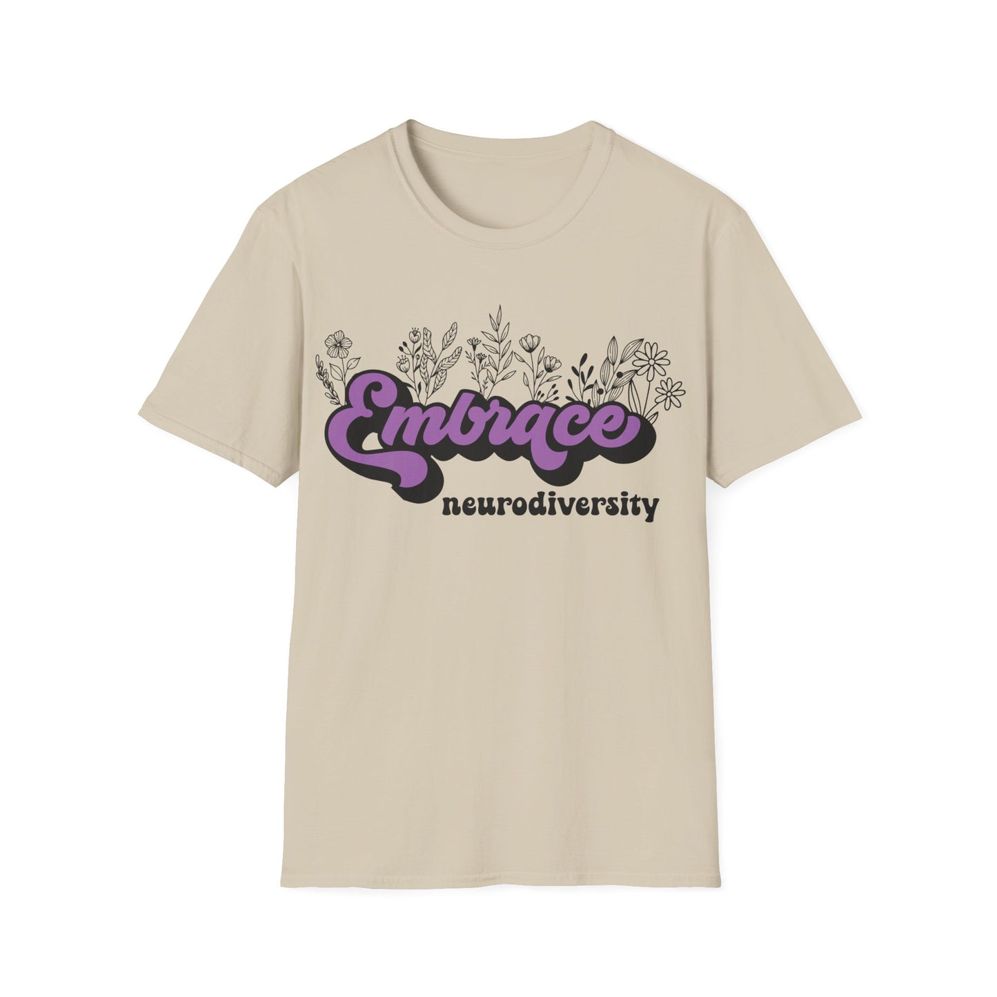 Embrace Diversity Purple Graphic - Celebrating Neurodiversity + Inclusion - T-Shirt
