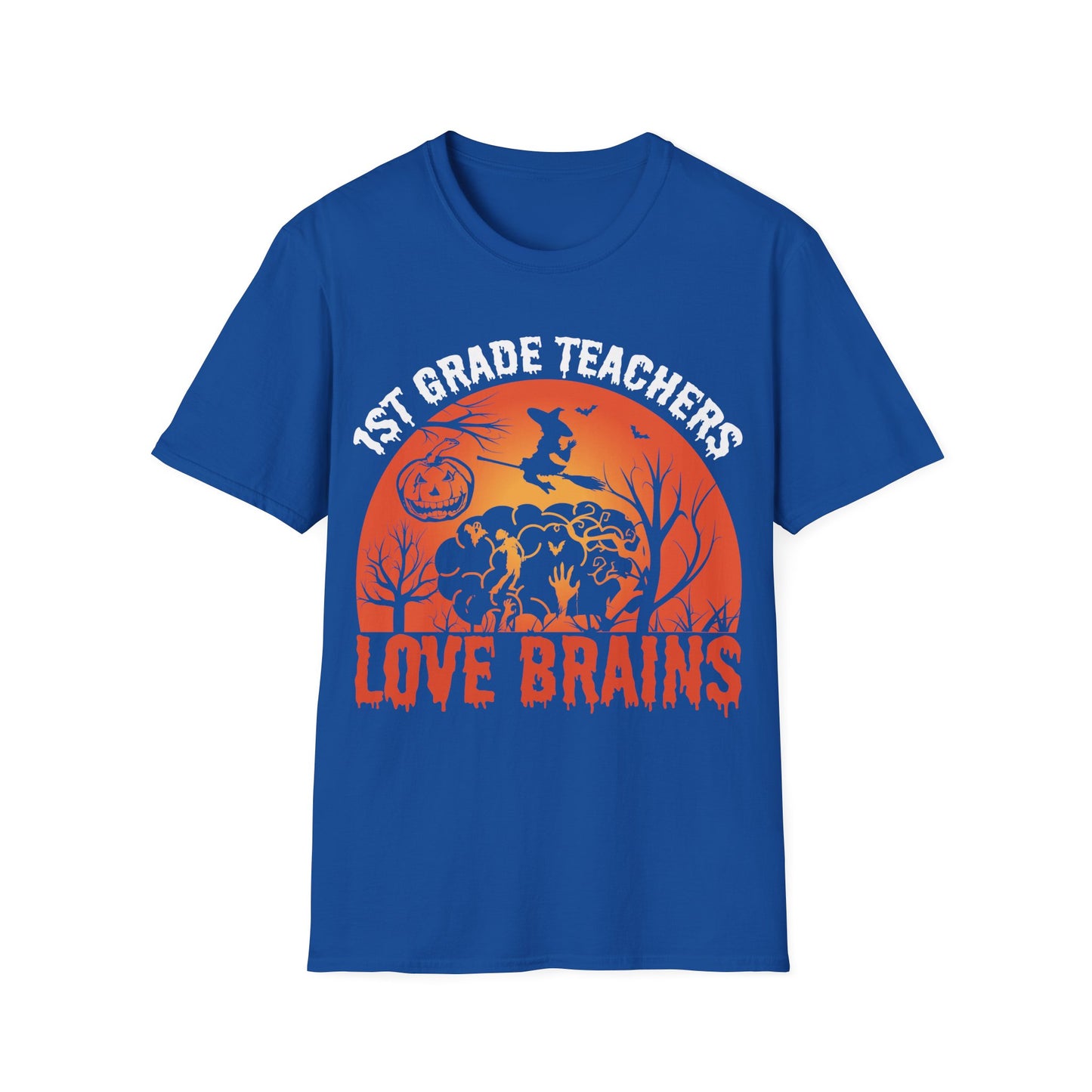 1st Grade Teachers Love Brains Halloween T-Shirt | Funny Zombie Teacher Tee