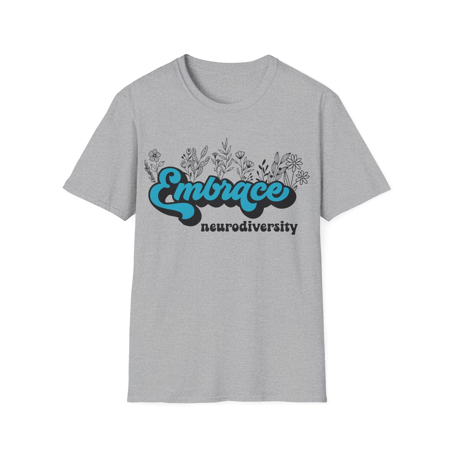 Embrace Diversity Blue Graphic - Celebrating Neurodiversity + Inclusion - T-Shirt