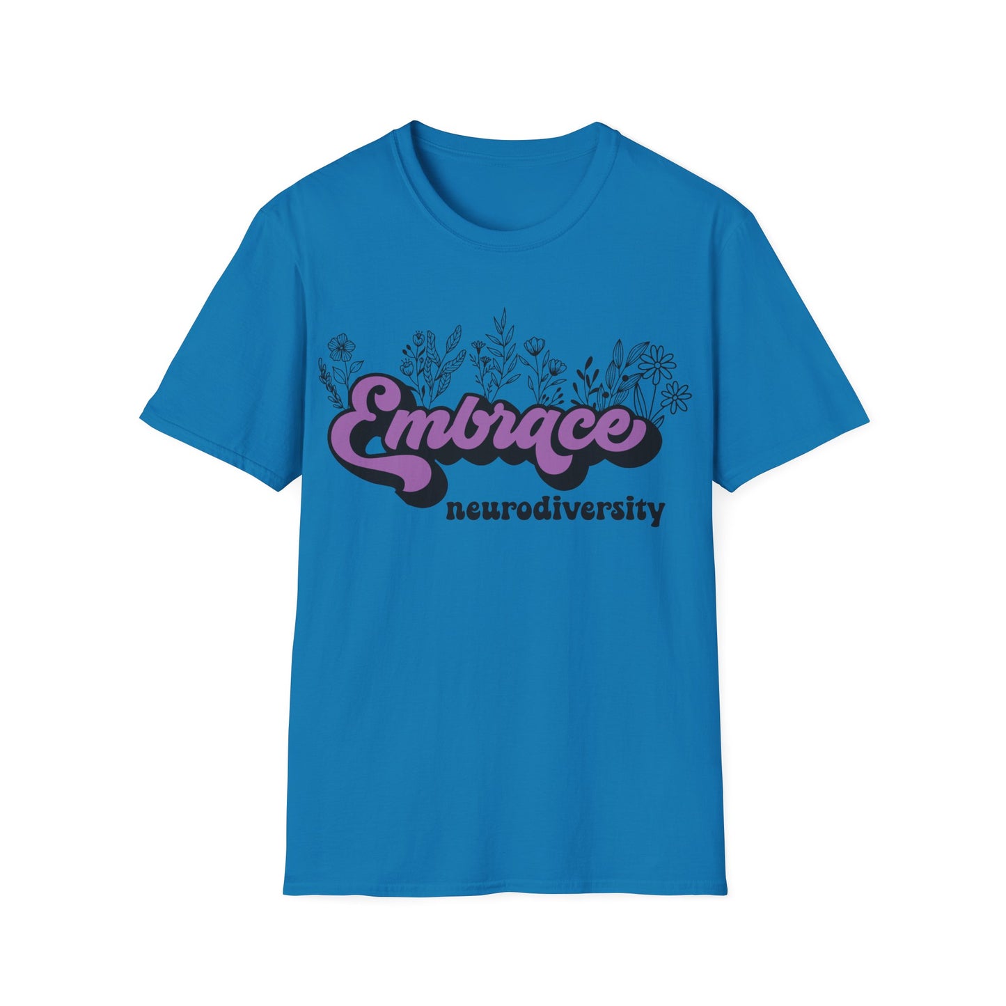 Embrace Diversity Purple Graphic - Celebrating Neurodiversity + Inclusion - T-Shirt