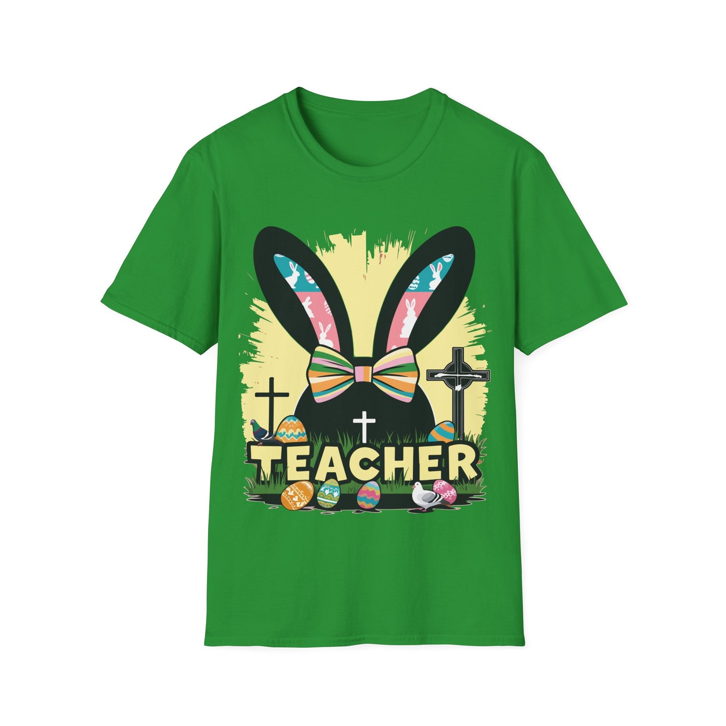 Easter Teacher Tee - Cute Bunny Design with Eggs