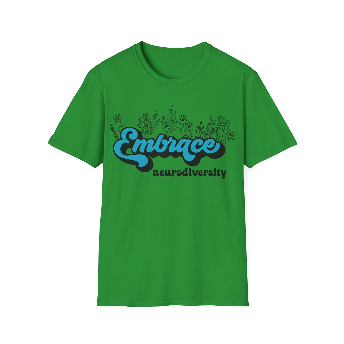 Embrace Diversity Blue Graphic - Celebrating Neurodiversity + Inclusion - T-Shirt