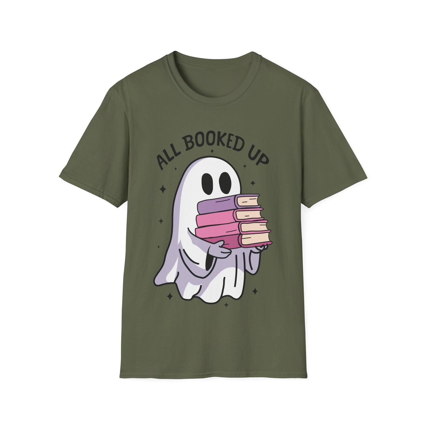 All Booked Up Halloween Shirt | Cute Ghost Reading Book Lover Tee