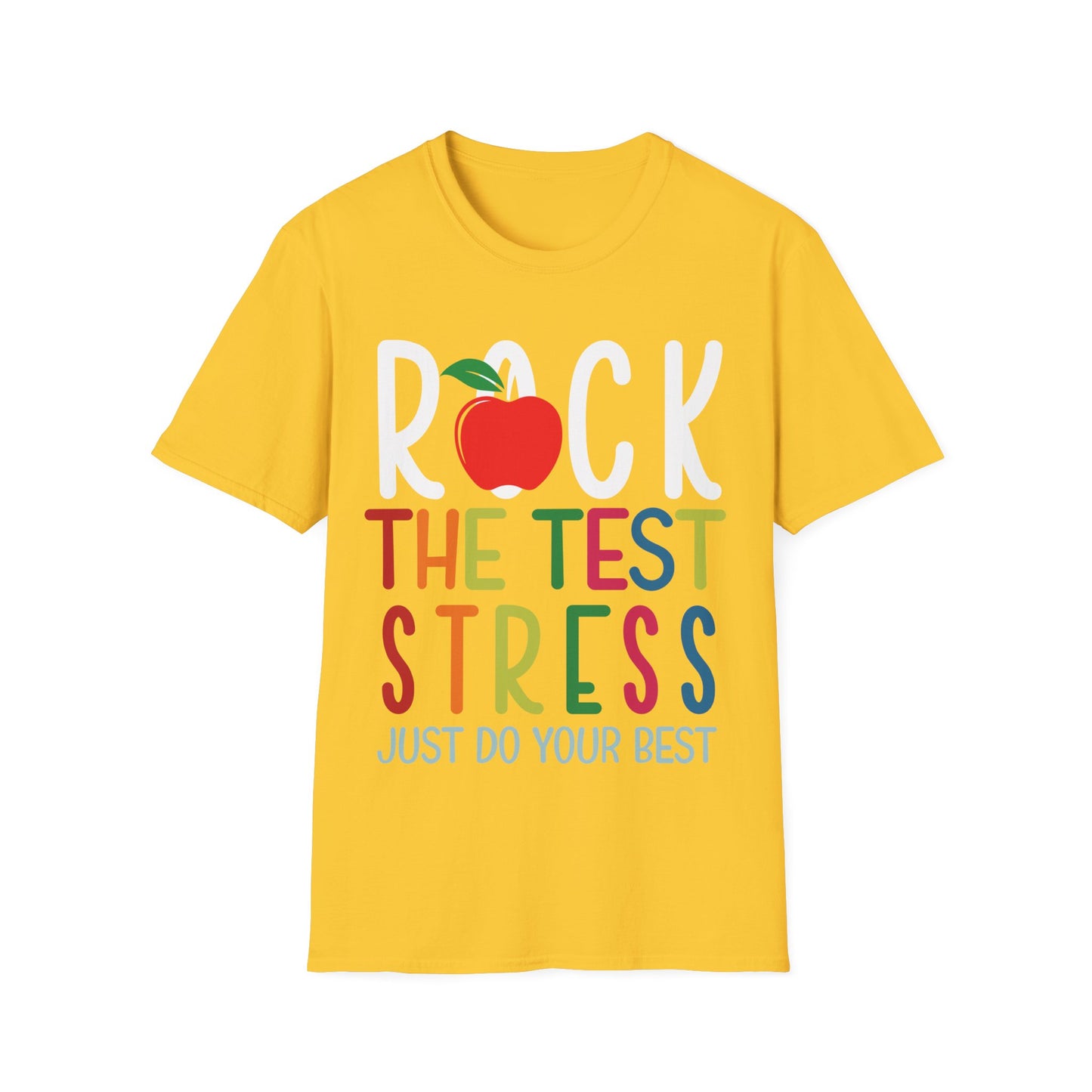 Rock the Test Stress Teacher T-Shirt – Motivational Testing Day Te