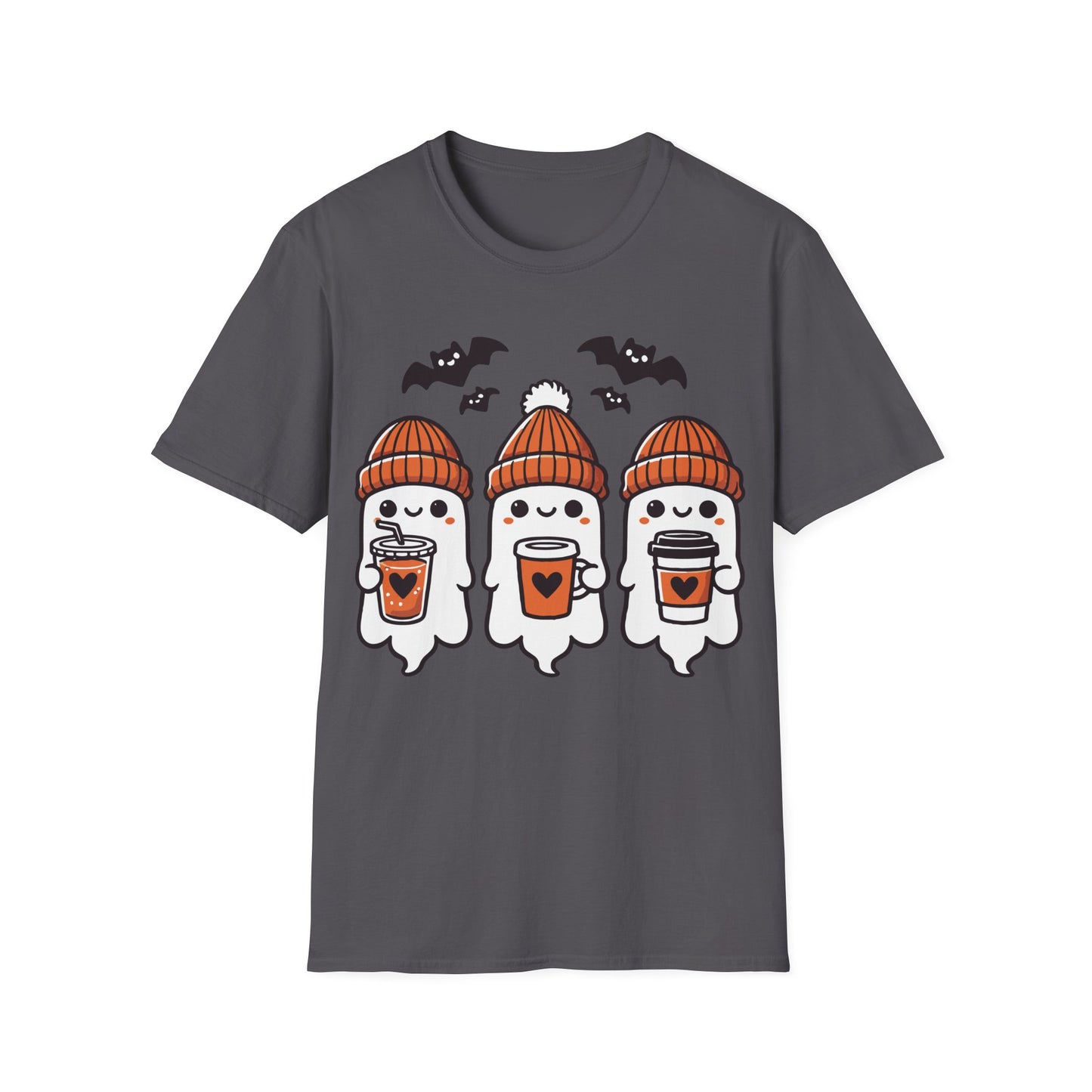 Three Cute Ghosts Coffee Halloween Teacher T-Shirt | Fall Spooky Season Tee