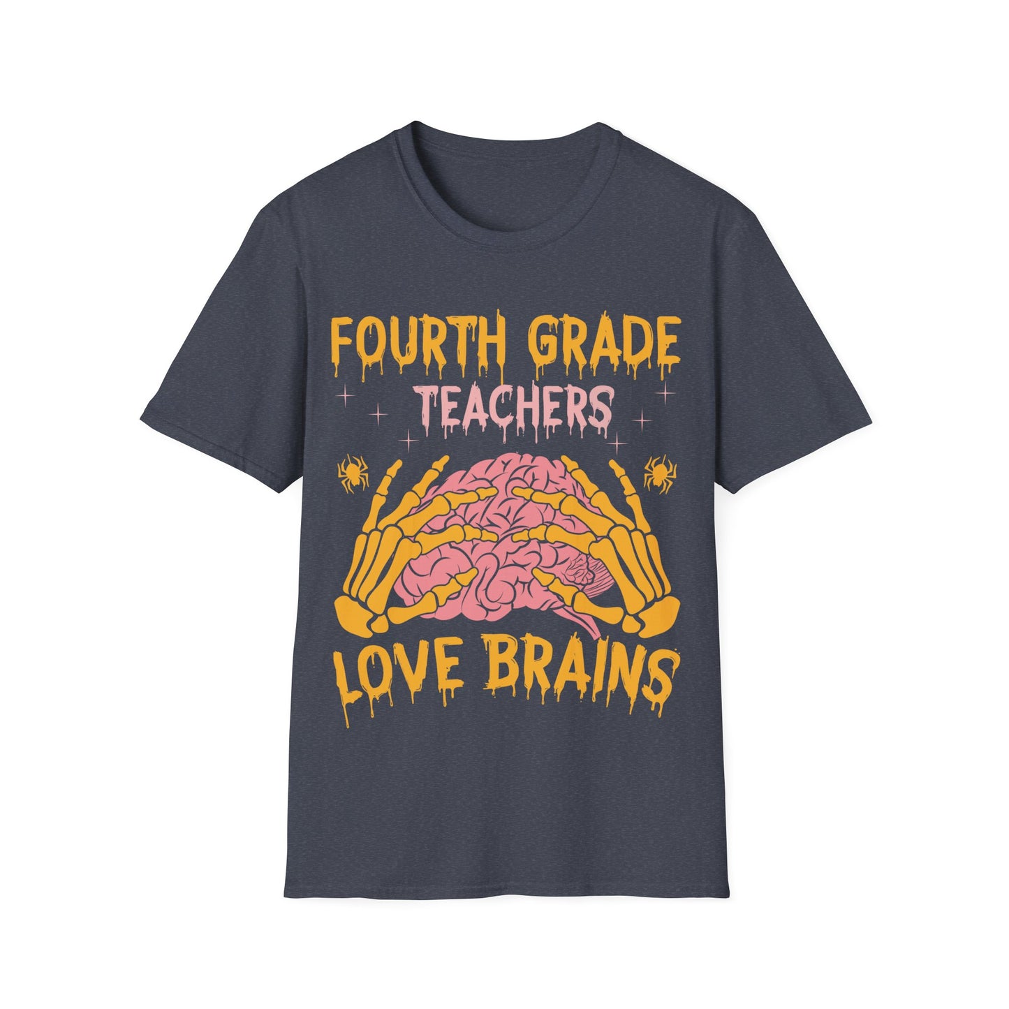 4th Grade Teachers Love Brains Halloween T-Shirt | Skeleton Hands Zombie Tee
