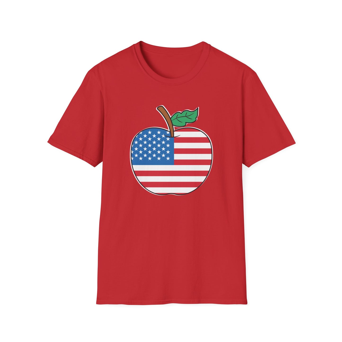 Teacher Stars & Stripes Apple - Unisex Short Sleeve T-Shirt