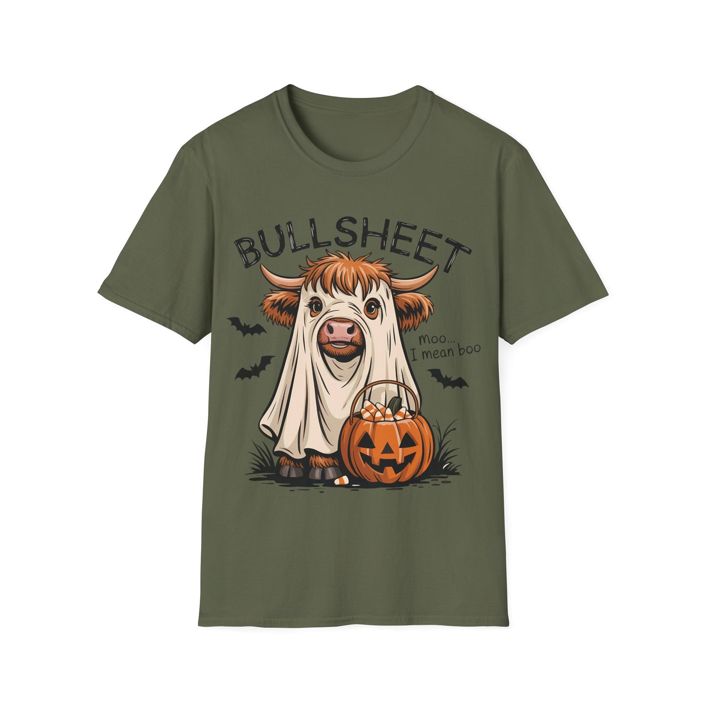 Bullsheet Halloween T-Shirt | Funny Highland Cow Ghost Teacher Tee