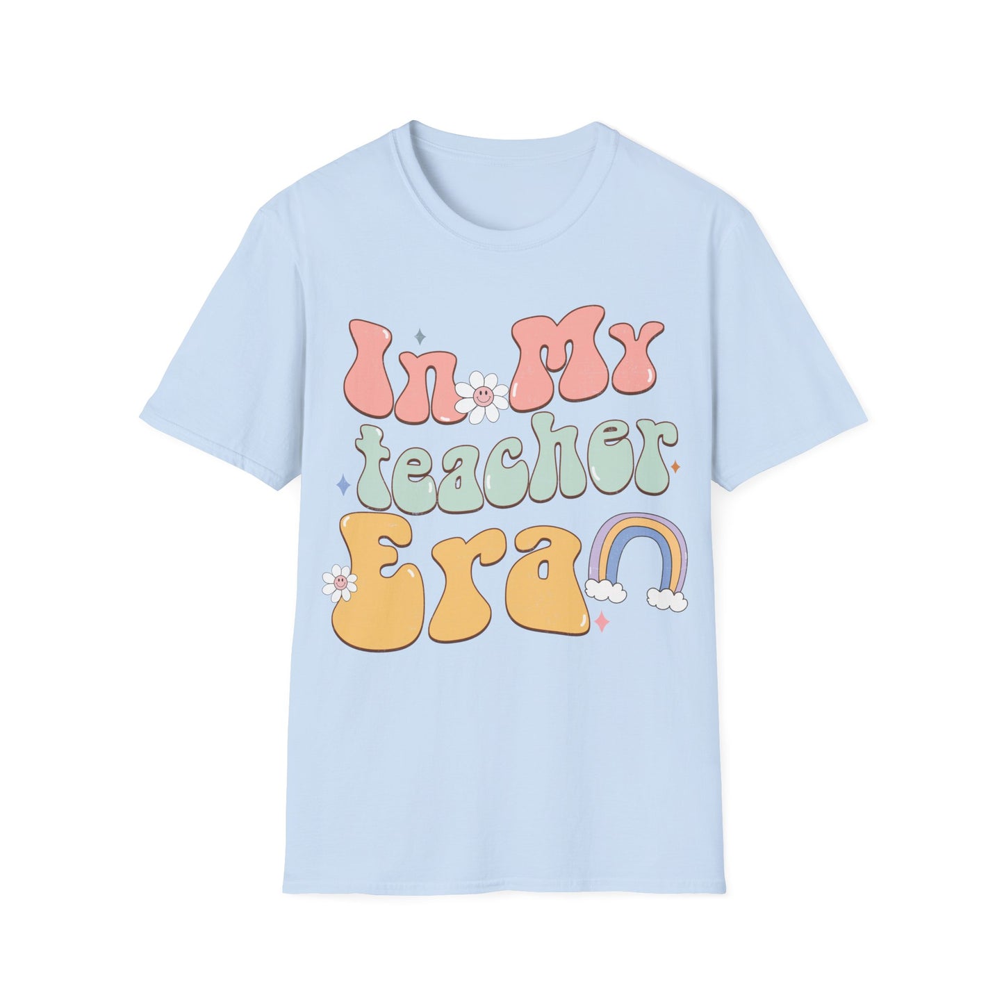 Teacher Era Unisex Jersey T-shirt - Retro Rainbow Design