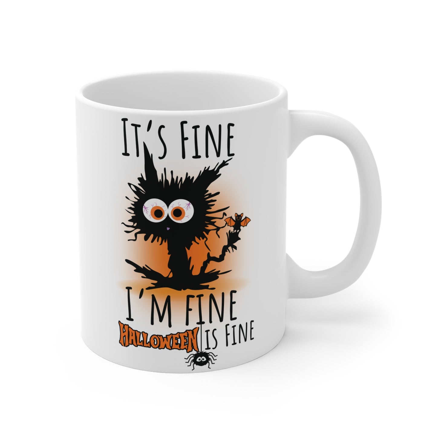 It’s Fine I’m Fine Electrocuted Cat Halloween Teacher Mug
