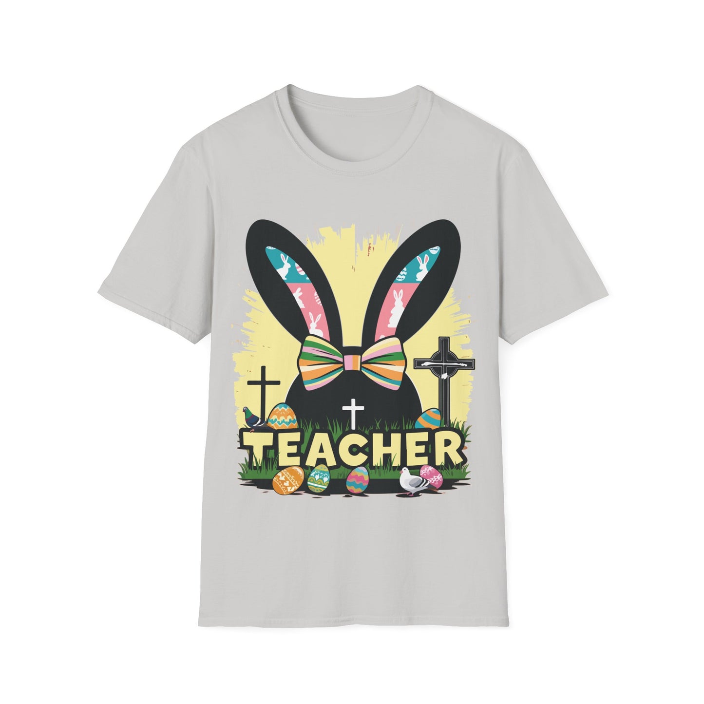 Easter Teacher Tee - Cute Bunny Design with Eggs