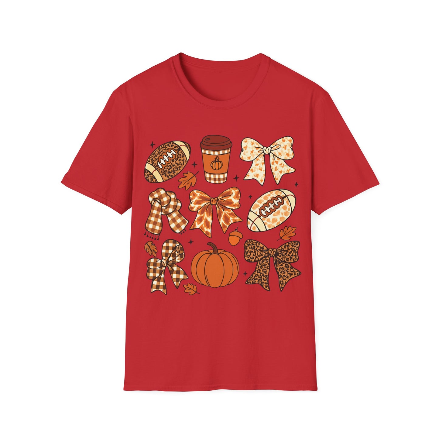 Fall Football Pumpkin Bow T-Shirt – Cute Autumn Game Day Tee