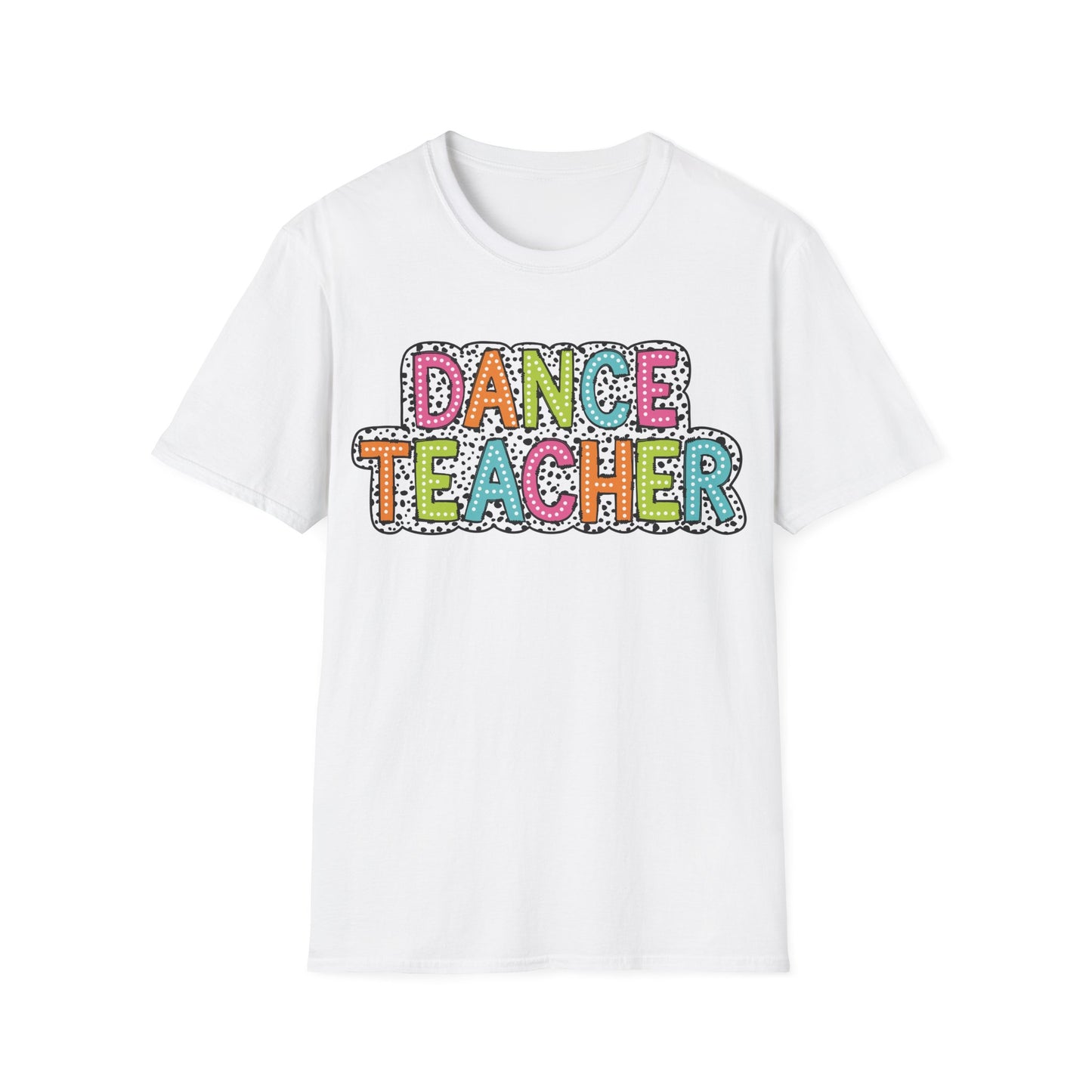 Dance Teacher T-Shirt – Colorful Dalmatian Dot Print Tee