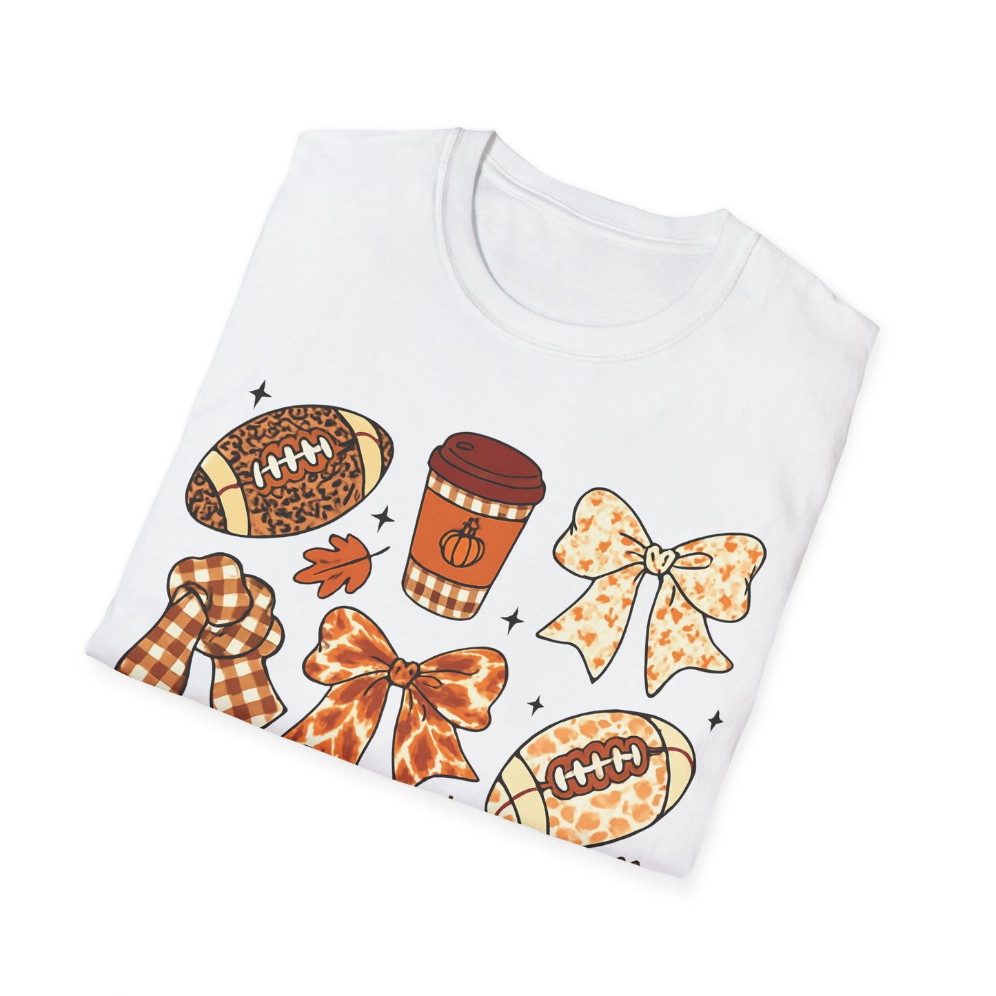 Fall Football Pumpkin Bow T-Shirt – Cute Autumn Game Day Tee