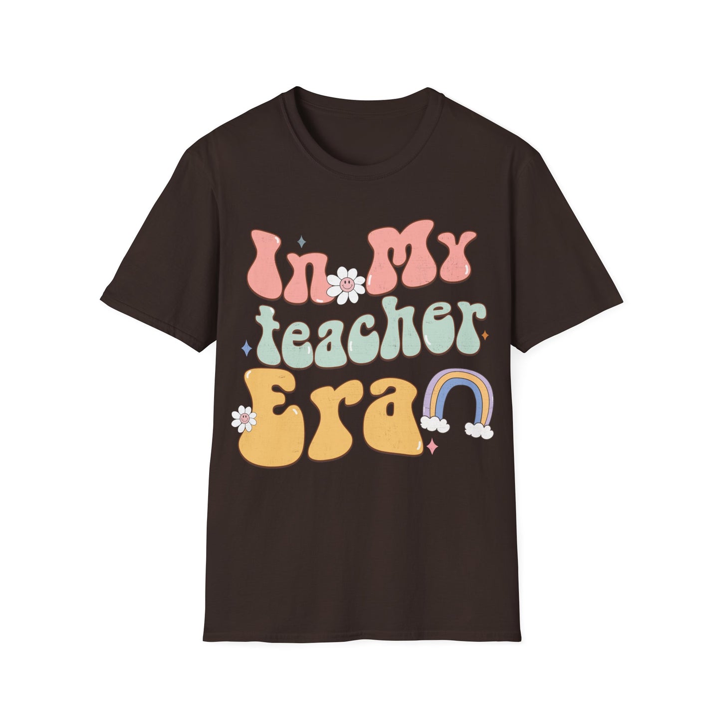 Teacher Era Unisex Jersey T-shirt - Retro Rainbow Design
