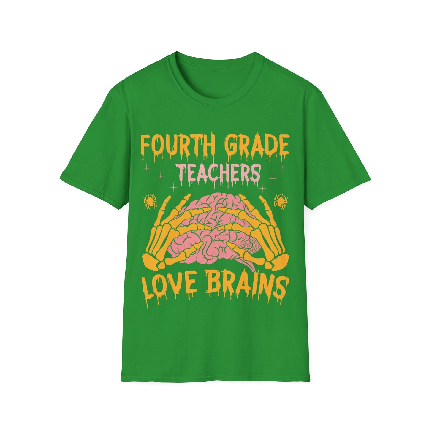 4th Grade Teachers Love Brains Halloween T-Shirt | Skeleton Hands Zombie Tee