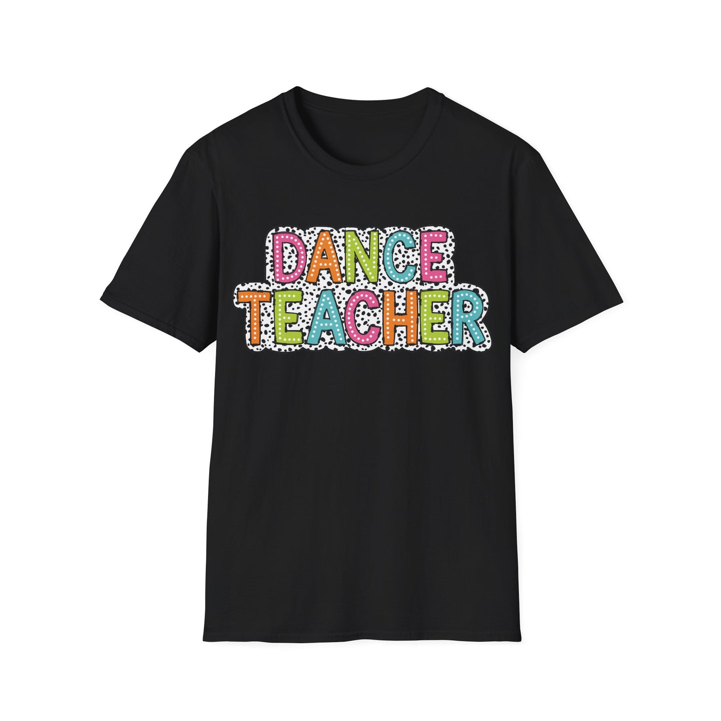 Dance Teacher T-Shirt – Colorful Dalmatian Dot Print Tee