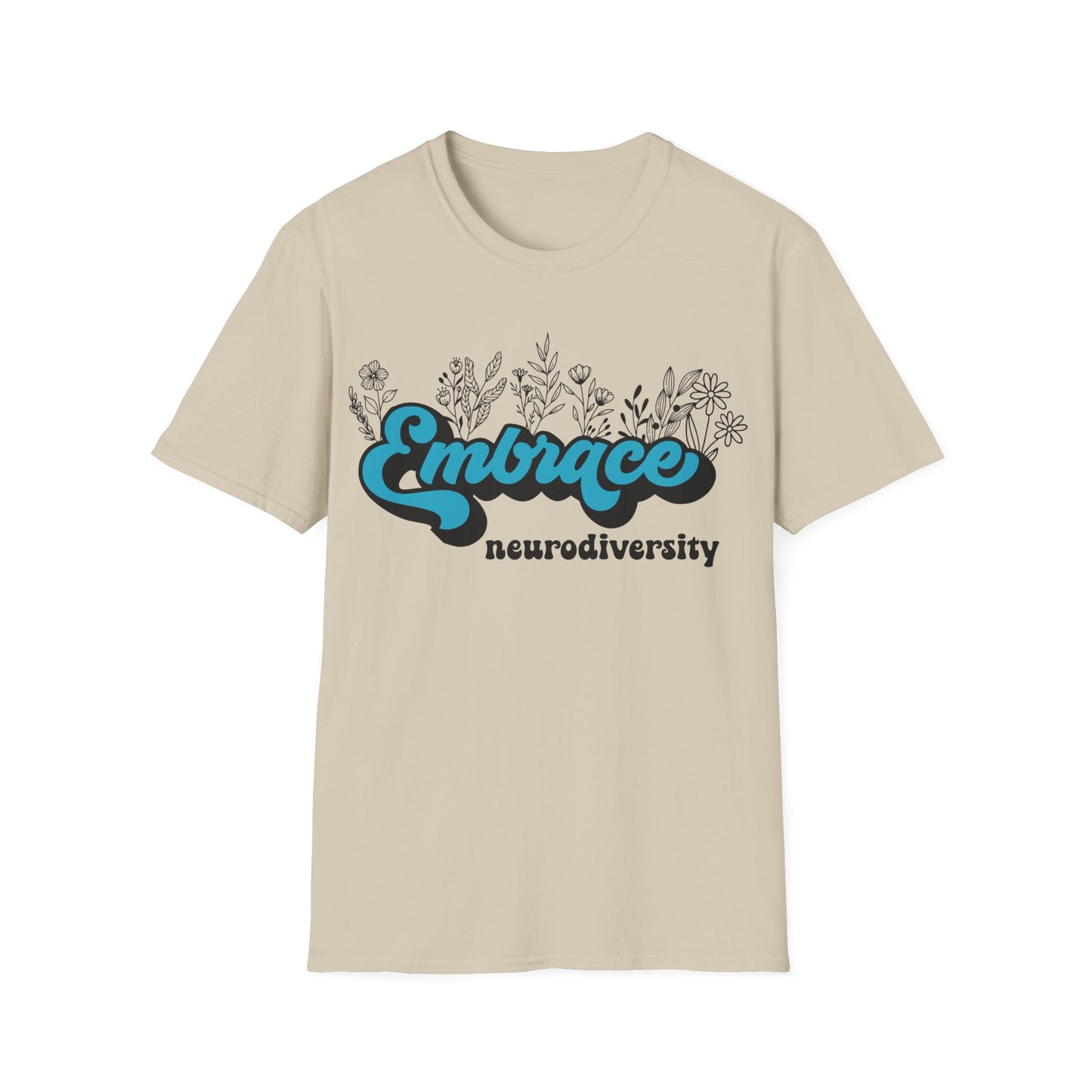 Embrace Diversity Blue Graphic - Celebrating Neurodiversity + Inclusion - T-Shirt
