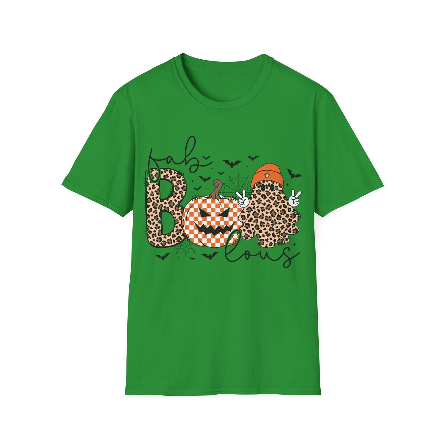BOO Leopard Print Halloween T-Shirt | Peace Sign Ghost Pumpkin Tee