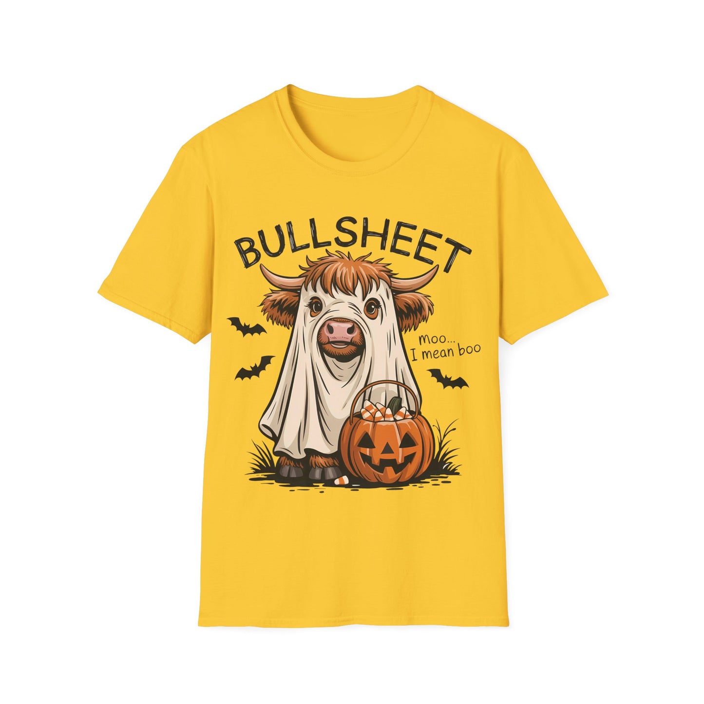 Bullsheet Halloween T-Shirt | Funny Highland Cow Ghost Teacher Tee