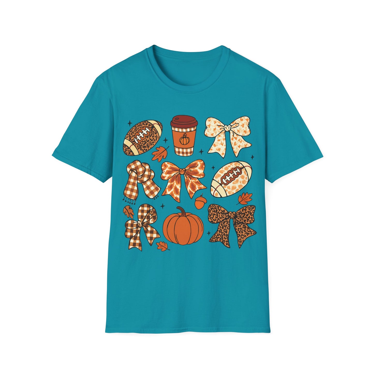 Fall Football Pumpkin Bow T-Shirt – Cute Autumn Game Day Tee