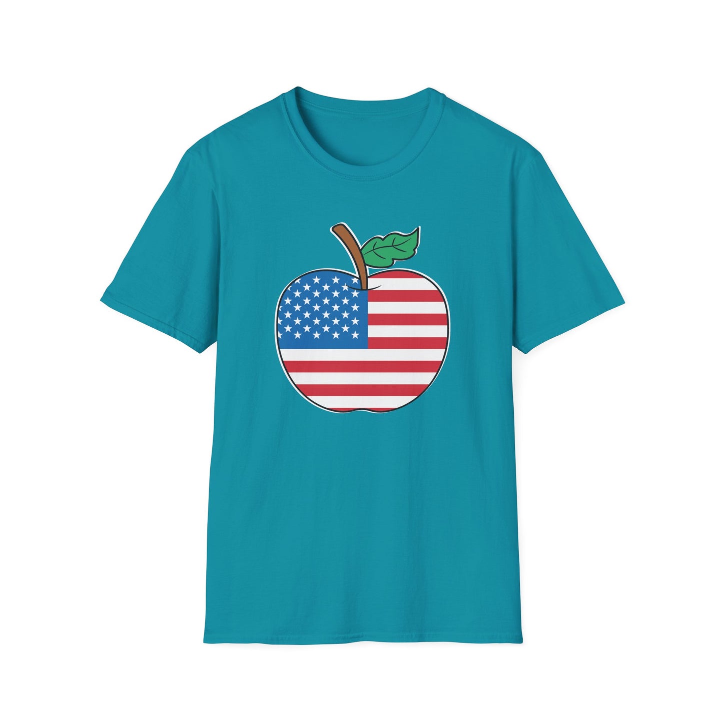 Teacher Stars & Stripes Apple - Unisex Short Sleeve T-Shirt