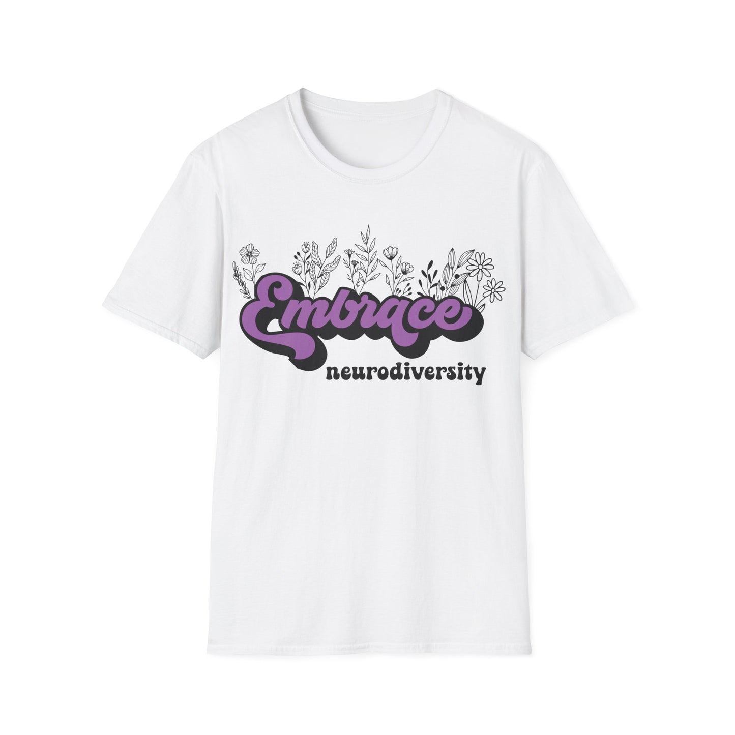 Embrace Diversity Purple Graphic - Celebrating Neurodiversity + Inclusion - T-Shirt