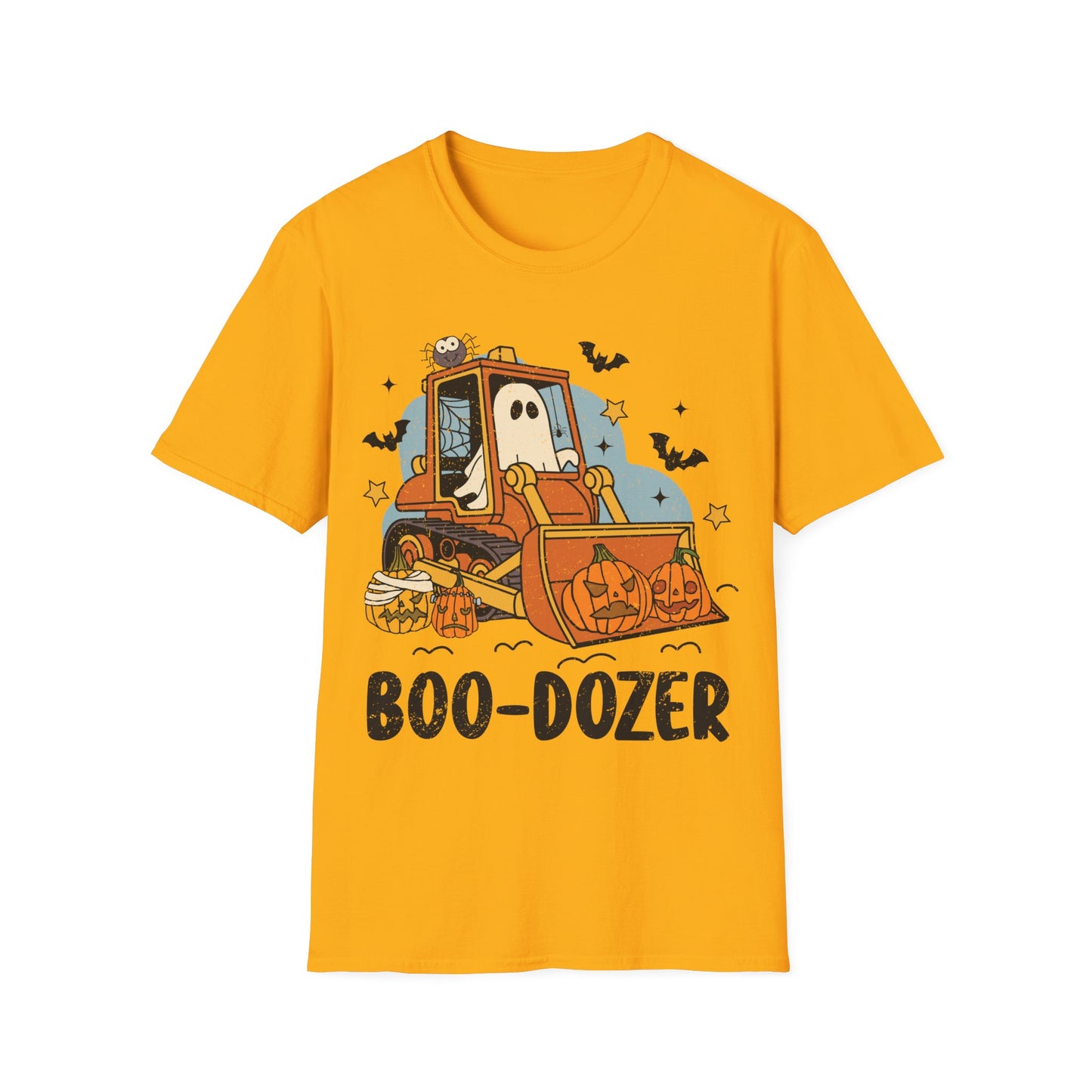 Boo-Dozer Halloween T-Shirt | Funny Ghost Pumpkin Bulldozer Tee