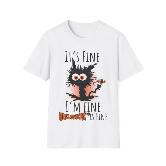 It’s Fine I’m Fine Halloween Electrocuted Cat Teacher T-Shirt