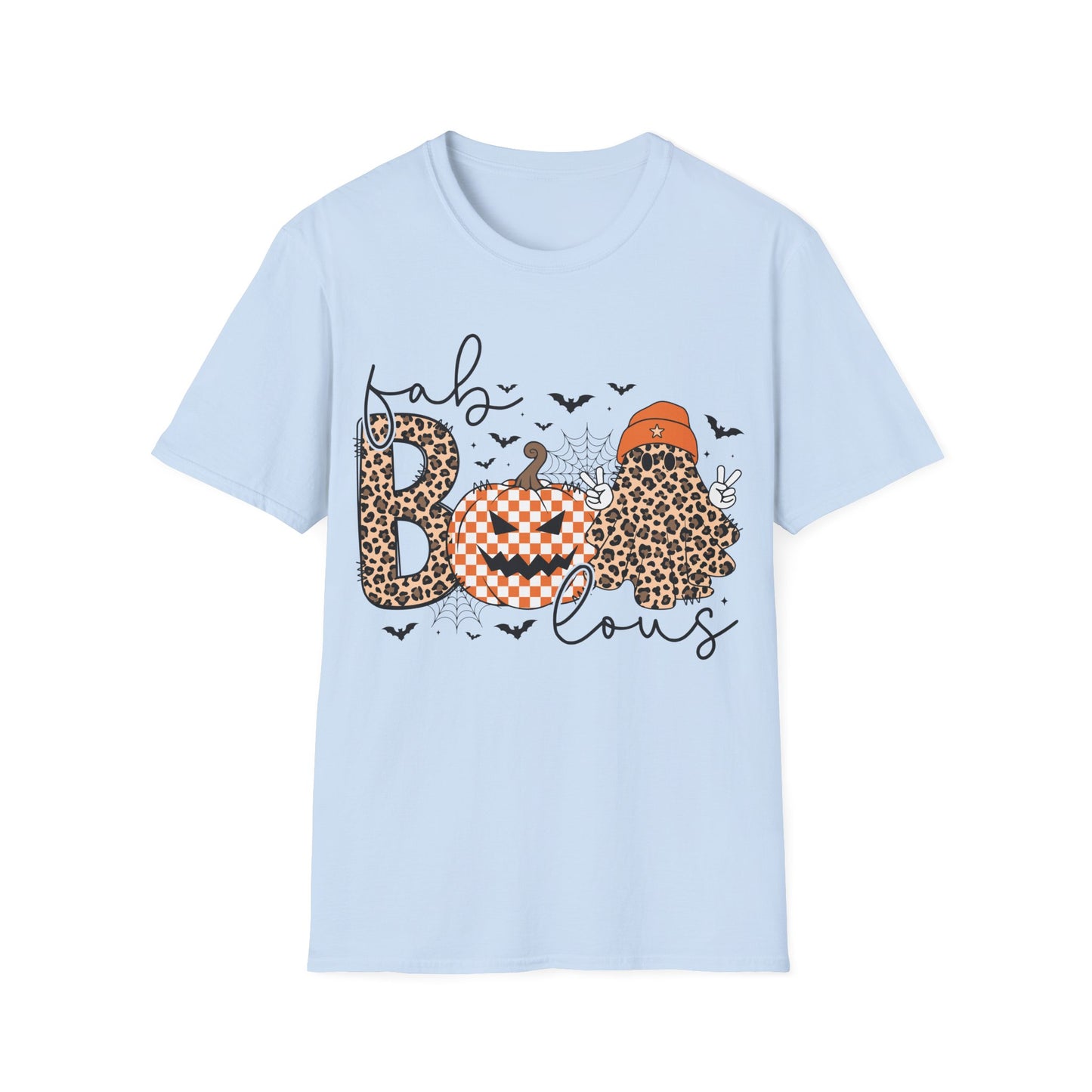 BOO Leopard Print Halloween T-Shirt | Peace Sign Ghost Pumpkin Tee