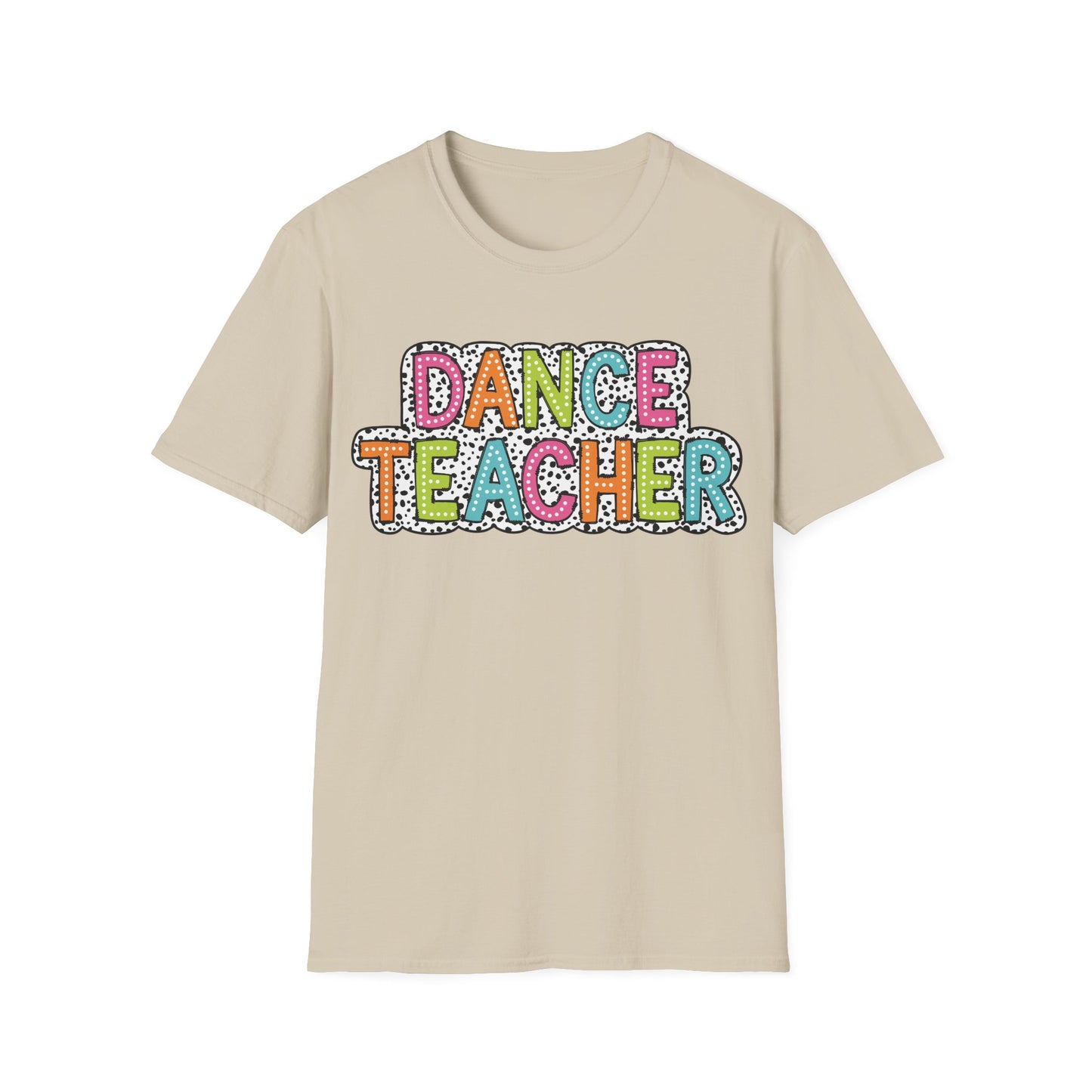 Dance Teacher T-Shirt – Colorful Dalmatian Dot Print Tee