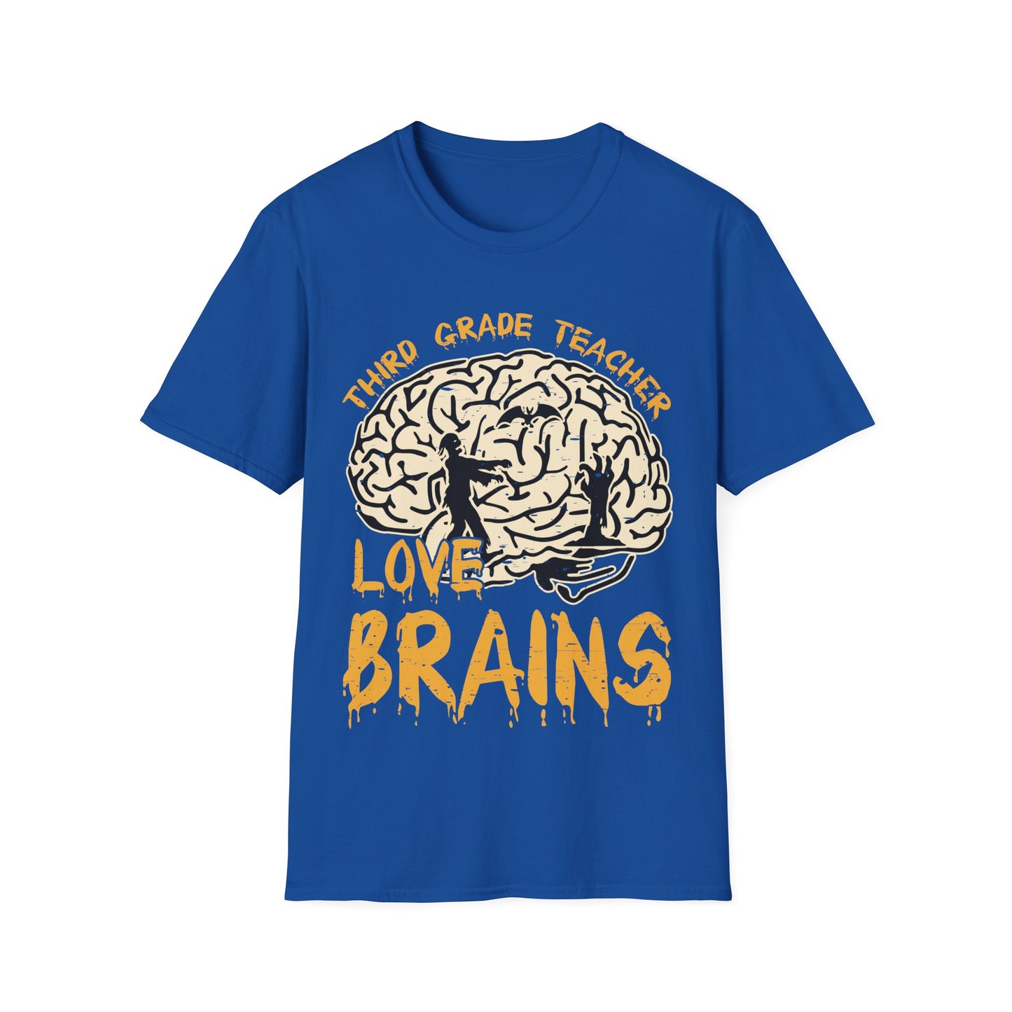 3rd Grade Teachers Love Brains Halloween T-Shirt | Zombie Brain Graphic Tee