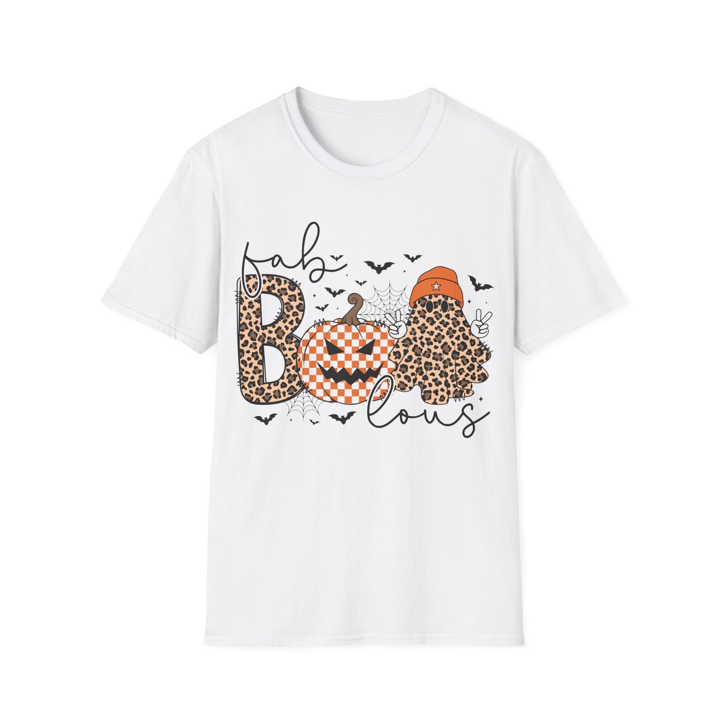 BOO Leopard Print Halloween T-Shirt | Peace Sign Ghost Pumpkin Tee