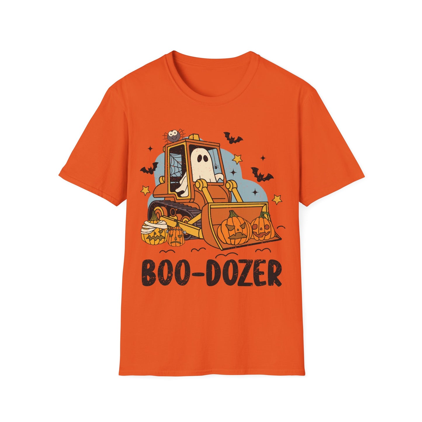 Boo-Dozer Halloween T-Shirt | Funny Ghost Pumpkin Bulldozer Tee