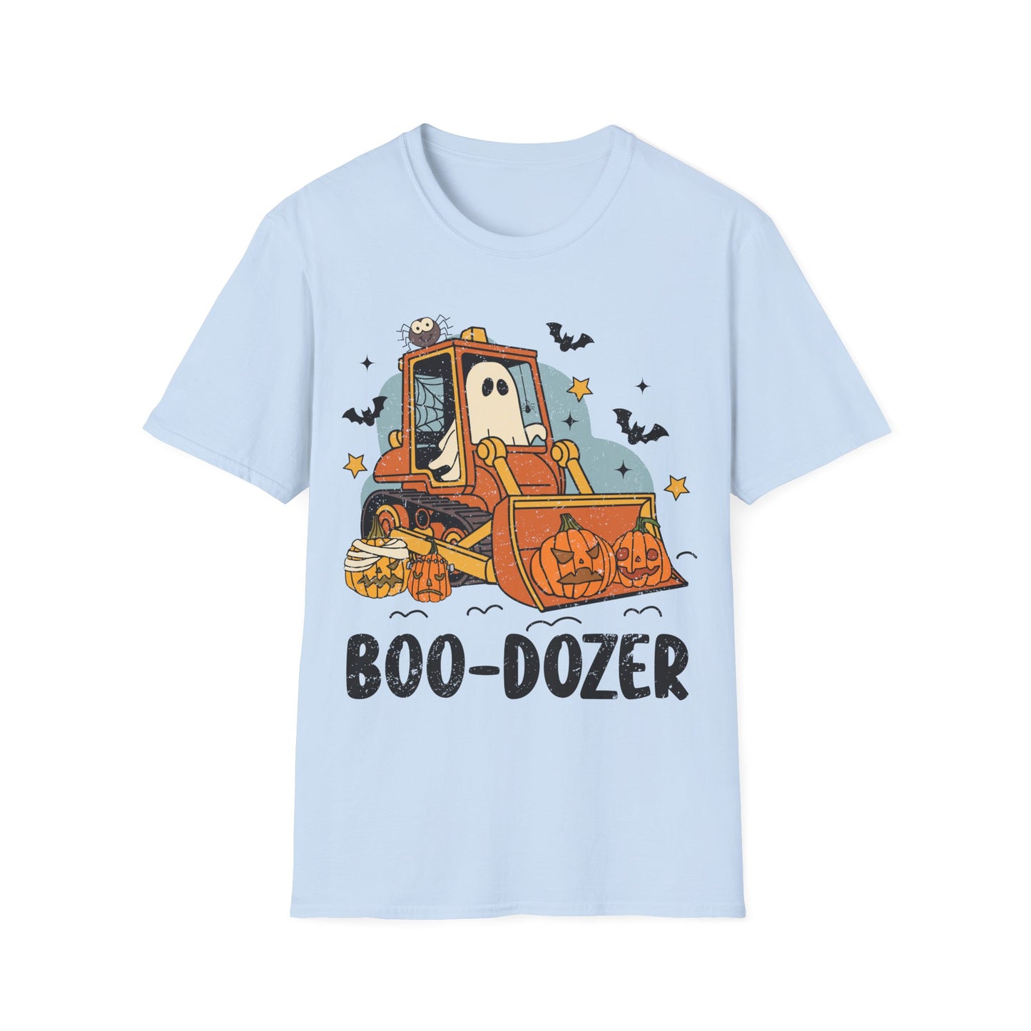 Boo-Dozer Halloween T-Shirt | Funny Ghost Pumpkin Bulldozer Tee