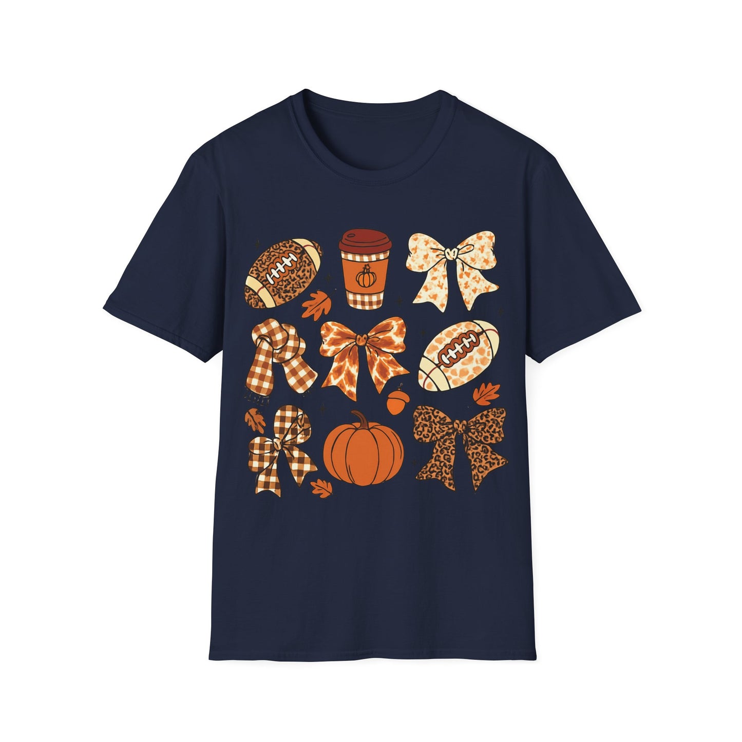 Fall Football Pumpkin Bow T-Shirt – Cute Autumn Game Day Tee