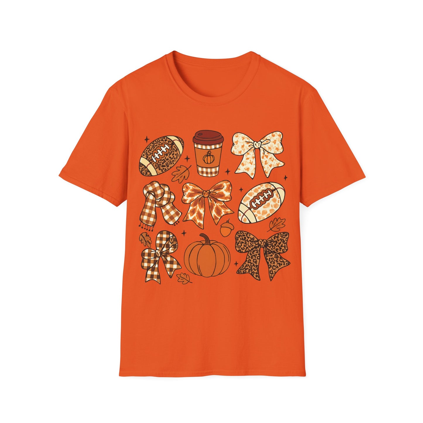 Fall Football Pumpkin Bow T-Shirt – Cute Autumn Game Day Tee