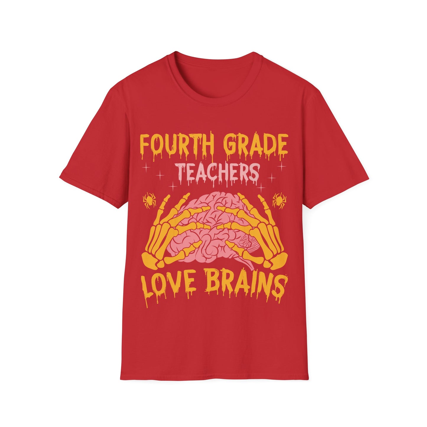 4th Grade Teachers Love Brains Halloween T-Shirt | Skeleton Hands Zombie Tee