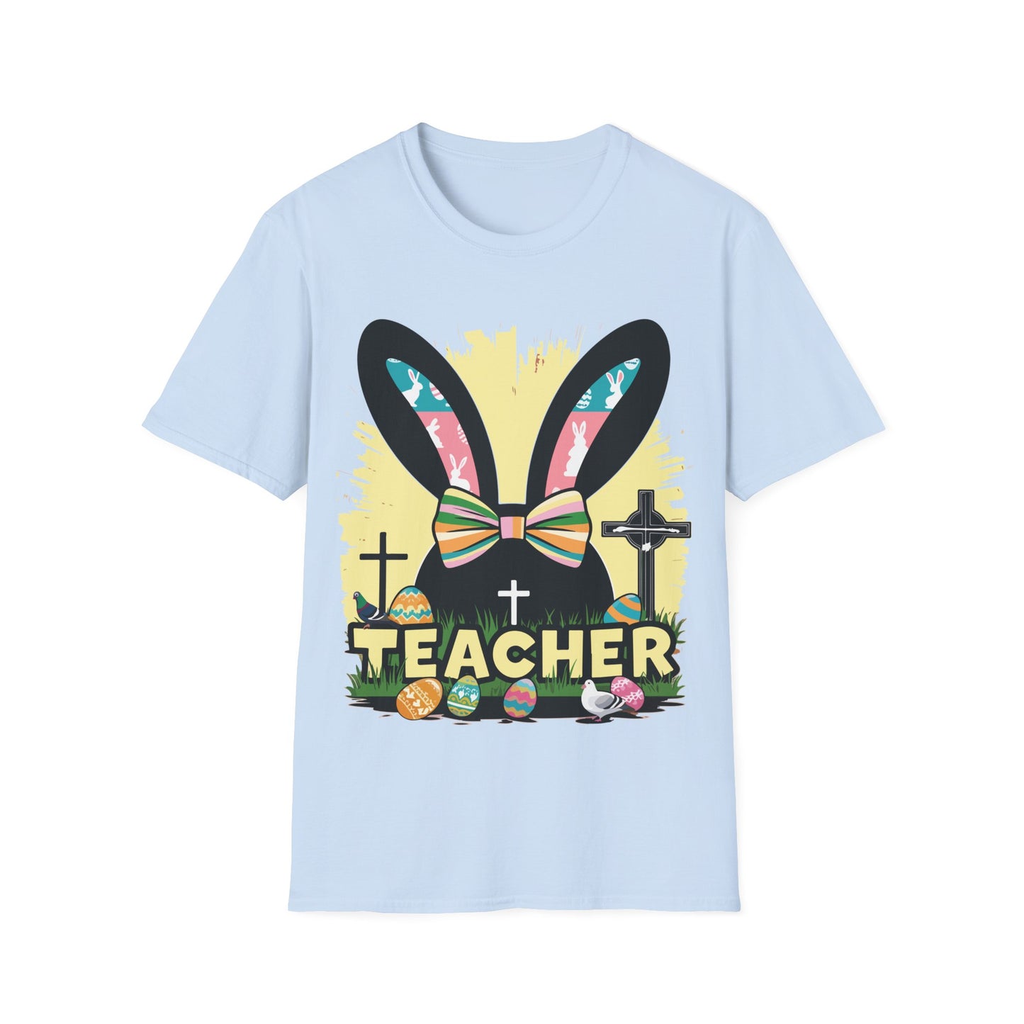 Easter Teacher Tee - Cute Bunny Design with Eggs