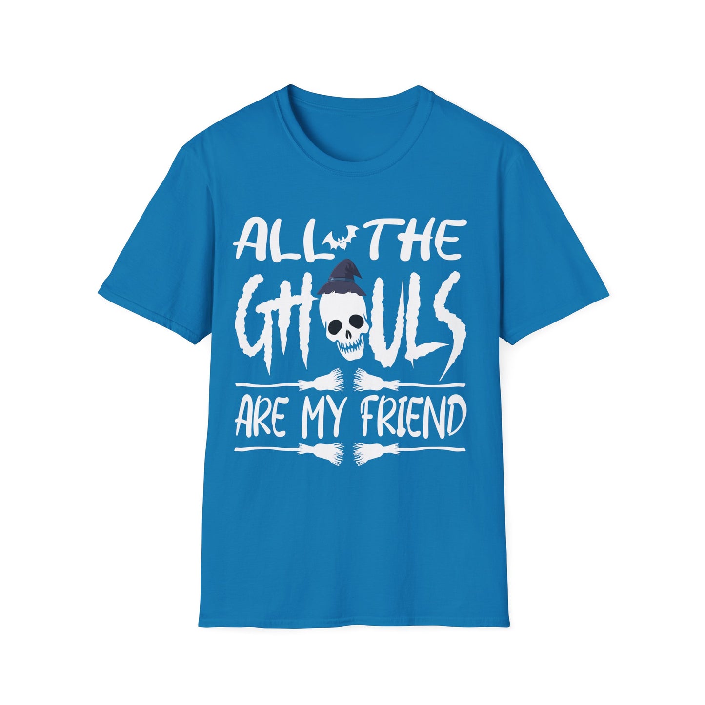 All The Ghouls Are My Friend Halloween Shirt | Funny Skull Witch Hat Graphic Tee