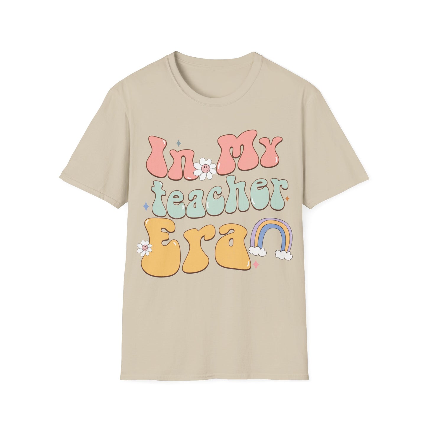 Teacher Era Unisex Jersey T-shirt - Retro Rainbow Design
